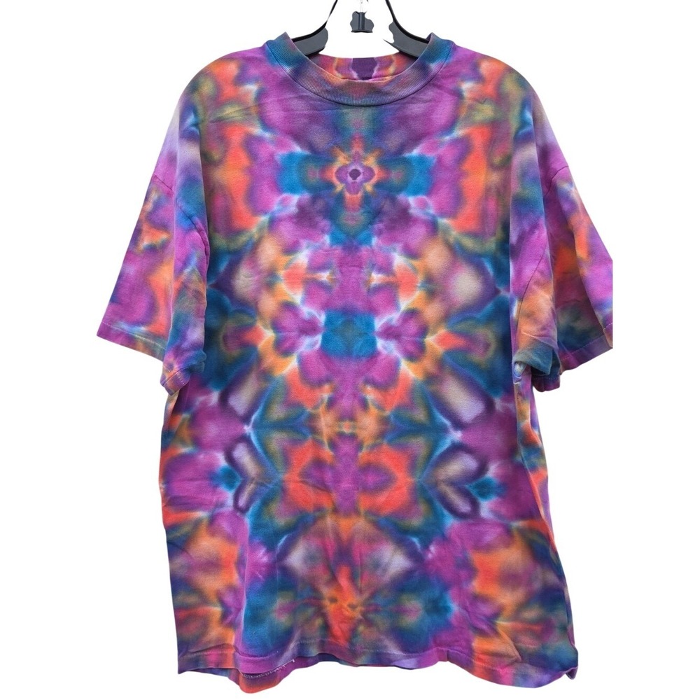 Vintage Hanes Beefy T Single Stitch Psychedelic Tie Dye Cotton XL Hippie Indie